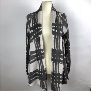 Gap Open Front Gray & Cream Waterfall Relaxed Fit Cardigan, Size M Cozy Soft